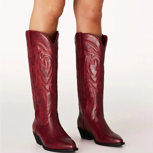 Billini Red Western Knee-High Leather Boots - Picture 4 of 5
